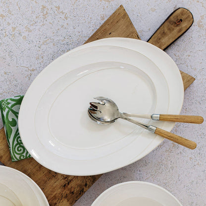 Vietri Luna Small Oval Platter from 2206 Serveware collection, elegant ceramic serving dish with a smooth oval shape and decorative finish.