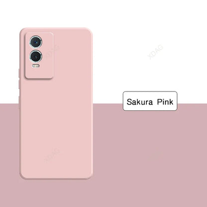 Pale pink smartphone with dual rear cameras.