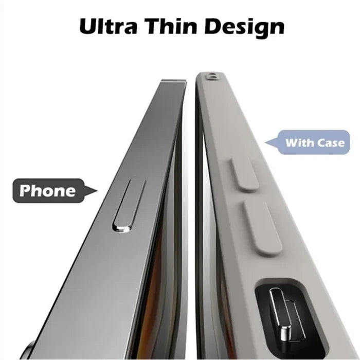 Ultra-thin smartphone shown with and without a protective case.