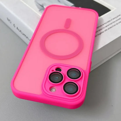 Pink phone case with MagSafe ring.