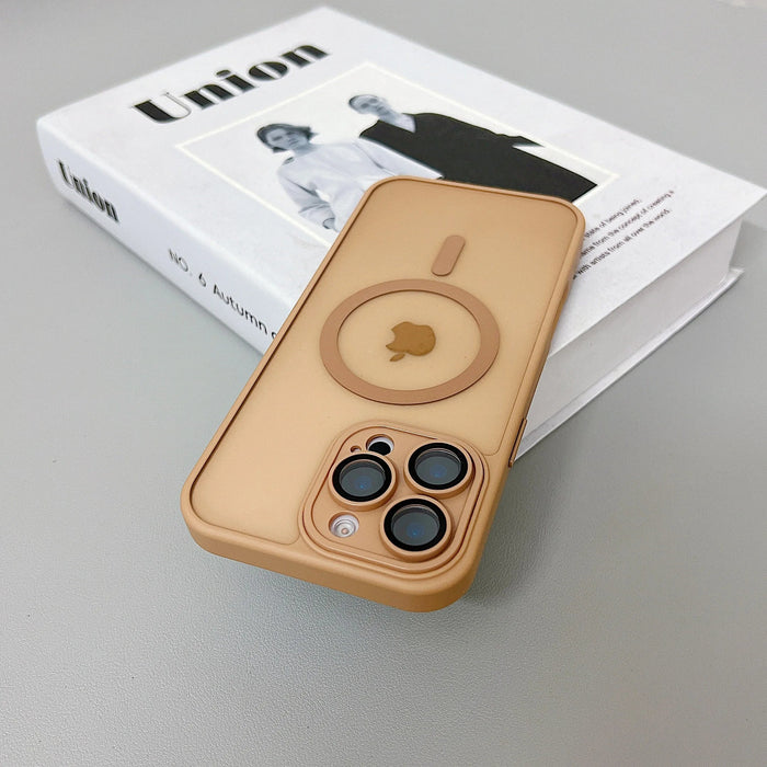 Tan iPhone case with MagSafe.