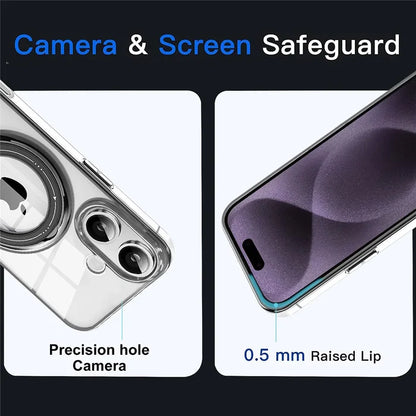 Clear phone case with camera and screen protection features.