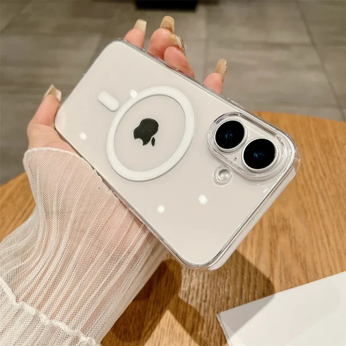 Clear iPhone case with MagSafe.