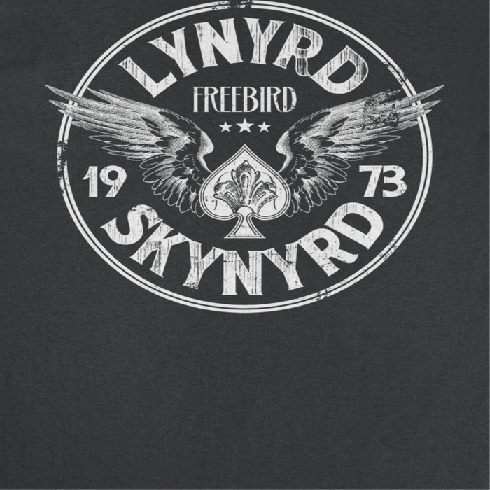 Lynyrd Skynyrd Firebird 1973 Ace Circle White Black T-Shirt