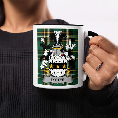 Lyster Irish heritage mug with black handle and interior