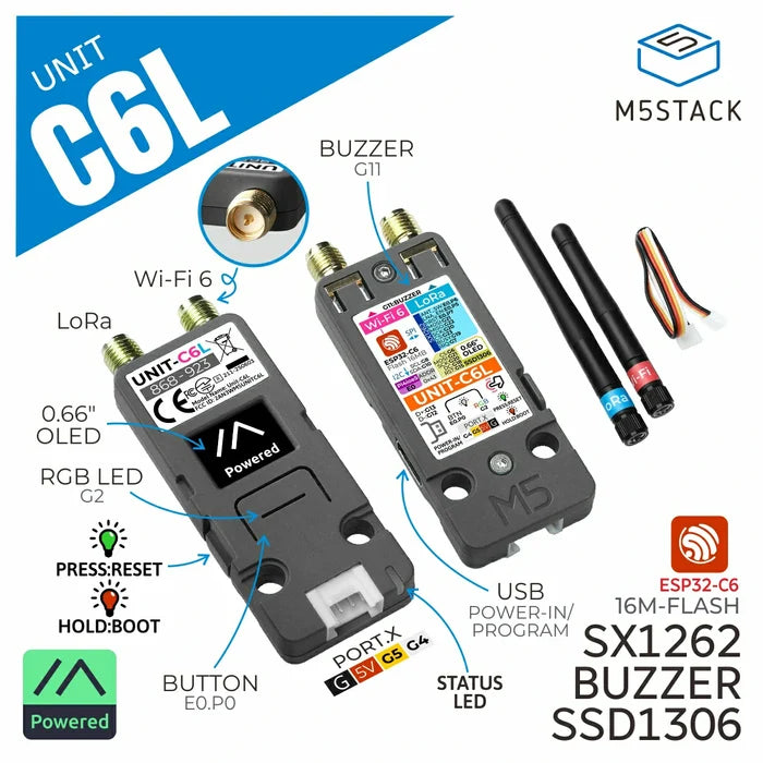 M5Stack C6L Unit for Meshtastic (SX1262, ESP32-C6) - m5stack-store