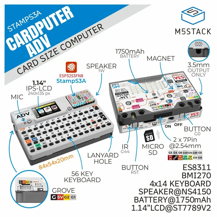 M5Stack Cardputer Adv Version (ESP32-S3) - m5stack-store