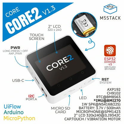 M5Stack Core2 ESP32 IoT Development Kit v1.3 - m5stack-store