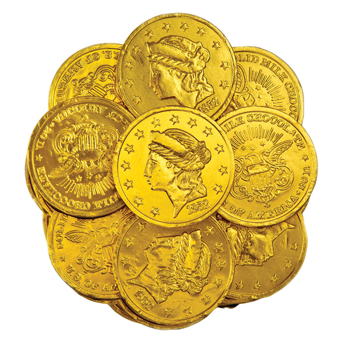 Madelaine Large Milk Chocolate Gold Foiled Coins Candy - 10 LB