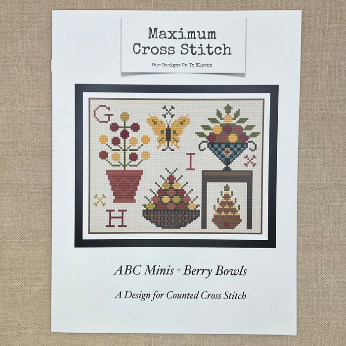 Maximum Cross Stitch - ABC Minis: Berry Bowls - Booklet Chart and/or Roxy Floss
