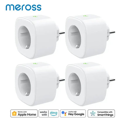four white smart home appliances with a white background