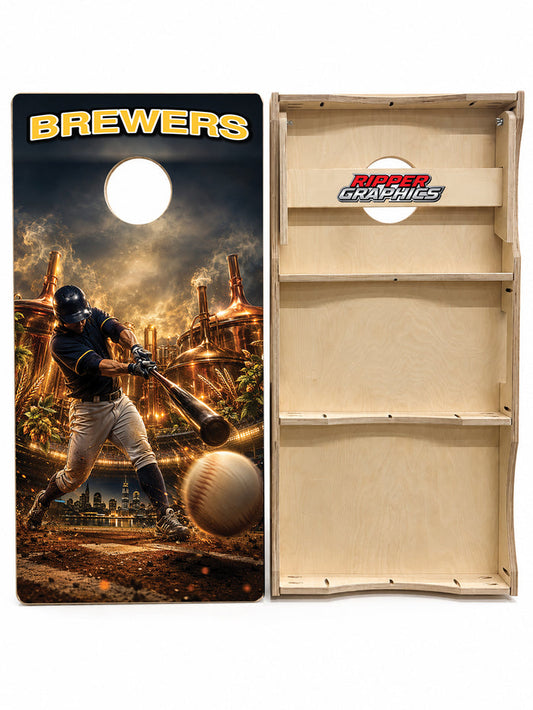 Milwaukee Brewers Baseball Inspired Cornhole Design