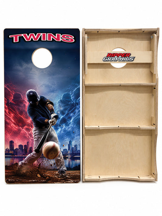 Minnesota Twins Baseball Inspired Cornhole Design