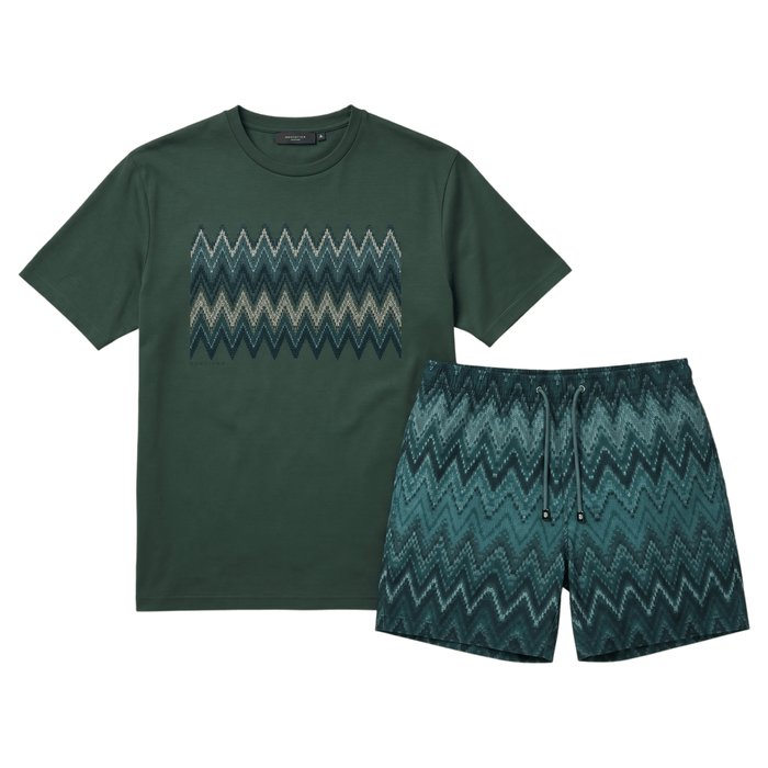 Moda Bandidos Men's 2 Piece Co Ord Set Dark Green T-Shirt & Shorts