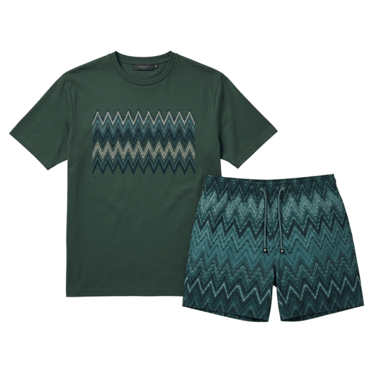 Moda Bandidos Men's 2 Piece Co Ord Set Dark Green T-Shirt & Shorts