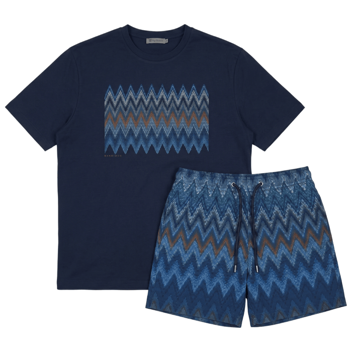Moda Bandidos Men's 2 Piece Co Ord Set Dark Navy T-Shirt & Shorts