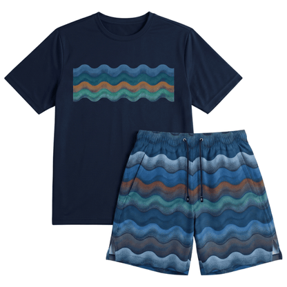 Moda Bandidos Men's 2-Piece Co-Ord Set – Navy/Blue   (T-Shirt & Shorts)