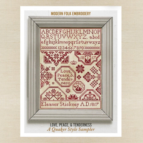 Modern Folk Embroidery - Love, Peace, & Tenderness - Booklet Chart IH and/or Roxy Floss