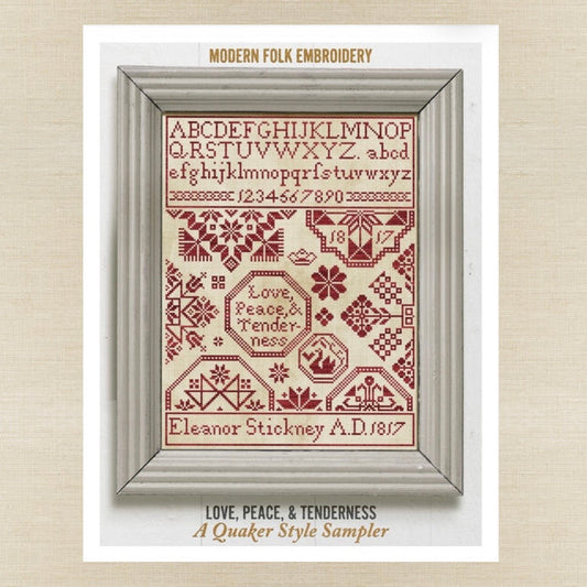 Modern Folk Embroidery - Love, Peace, & Tenderness - Booklet Chart IH and/or Roxy Floss