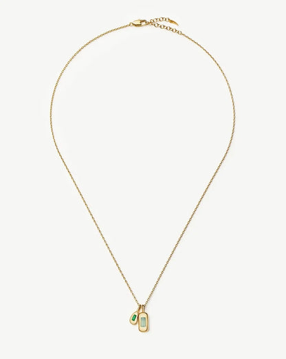 Molten Gemstone Bean Pendant Necklace | 18ct Gold Plated/Blue and Green Onyx Necklaces Missoma