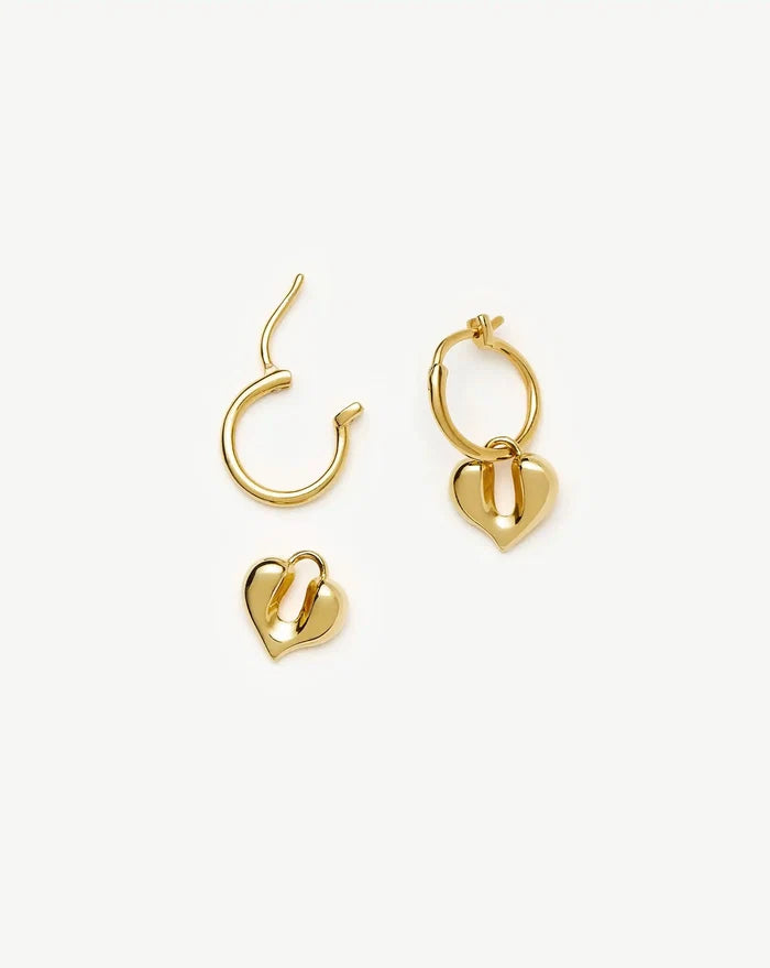 Molten Heart Charm Hoop Earrings | 18ct Gold Vermeil Earrings Missoma