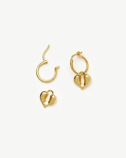 Molten Heart Charm Hoop Earrings | 18ct Gold Vermeil Earrings Missoma