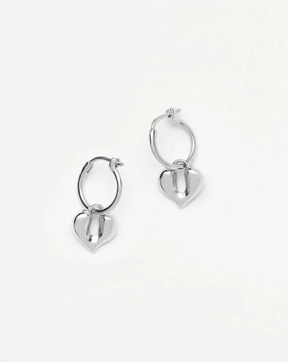 Molten Heart Charm Hoop Earrings | Sterling Silver Earrings Missoma