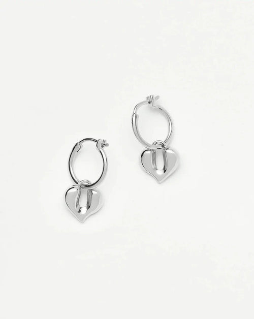 Molten Heart Charm Hoop Earrings | Sterling Silver Earrings Missoma