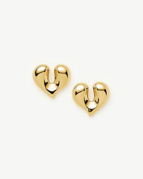 Molten Heart Stud Earrings | 18ct Gold Plated Earrings Missoma