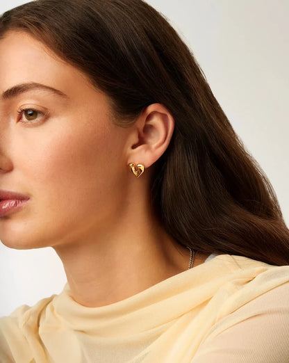 Molten Heart Stud Earrings | 18ct Gold Plated Earrings Missoma
