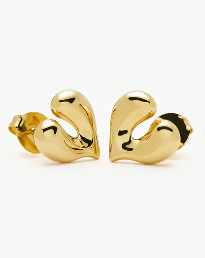 Molten Heart Stud Earrings | 18ct Gold Plated Earrings Missoma