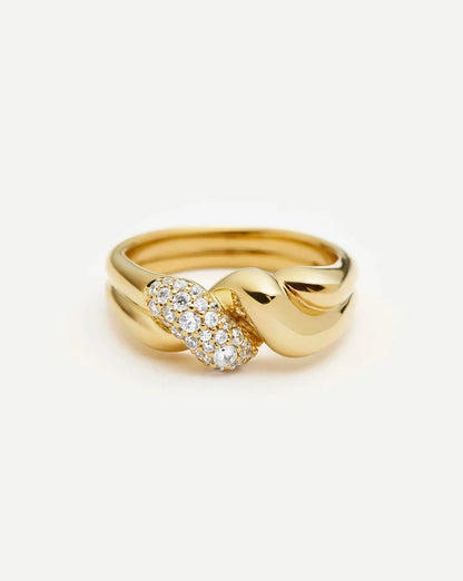 Molten Snow Double Statement Ring | 18ct Gold Plated/Cubic Zirconia Rings Missoma
