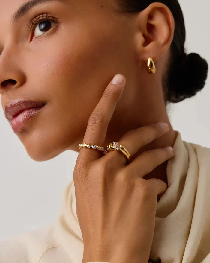 Molten Snow Double Statement Ring | 18ct Gold Plated/Cubic Zirconia Rings Missoma