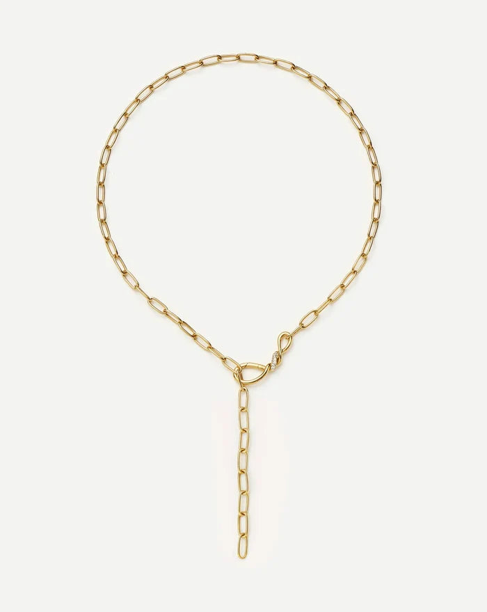 Molten Snow Paperclip Chain Necklace | 18ct Gold Plated/Cubic Zirconia Necklaces Missoma