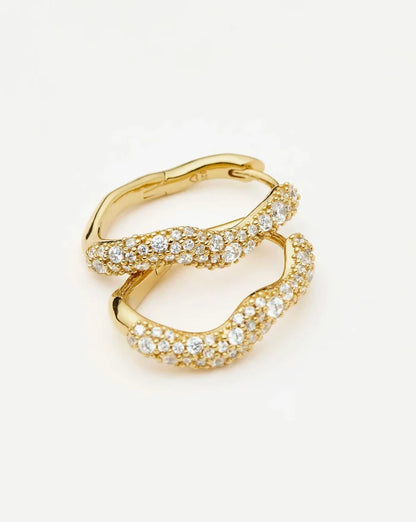 Molten Snow Small Hoop Earrings | 18ct Gold Vermeil/Cubic Zirconia Earrings Missoma