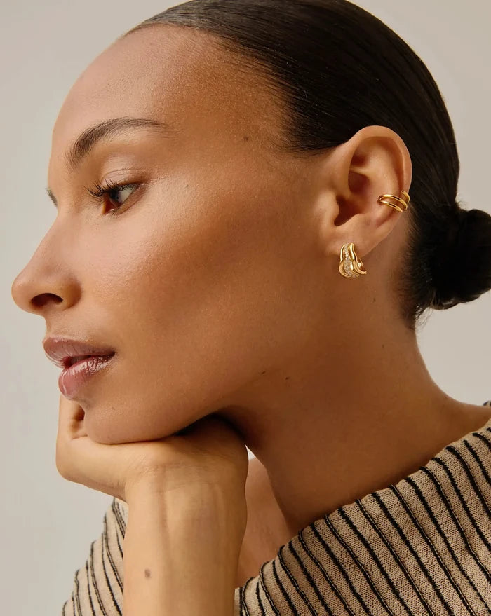 Molten Snow Small Hoop Earrings | 18ct Gold Vermeil/Cubic Zirconia Earrings Missoma