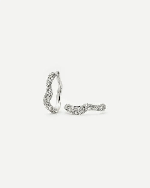 Molten Snow Small Hoop Earrings | Sterling Silver/Cubic Zirconia Earrings Missoma
