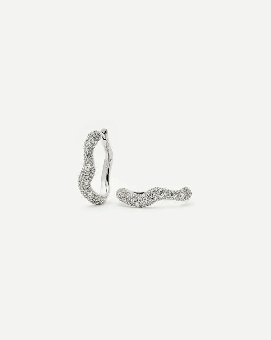 Molten Snow Small Hoop Earrings | Sterling Silver/Cubic Zirconia Earrings Missoma