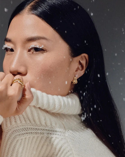 Molten Snow Triple Small Hoop Earrings | 18ct Gold Plated/Cubic Zirconia Earrings Missoma
