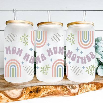 Mom Mama Mum Mother Frosted Glass Tumbler Libby Soda Can