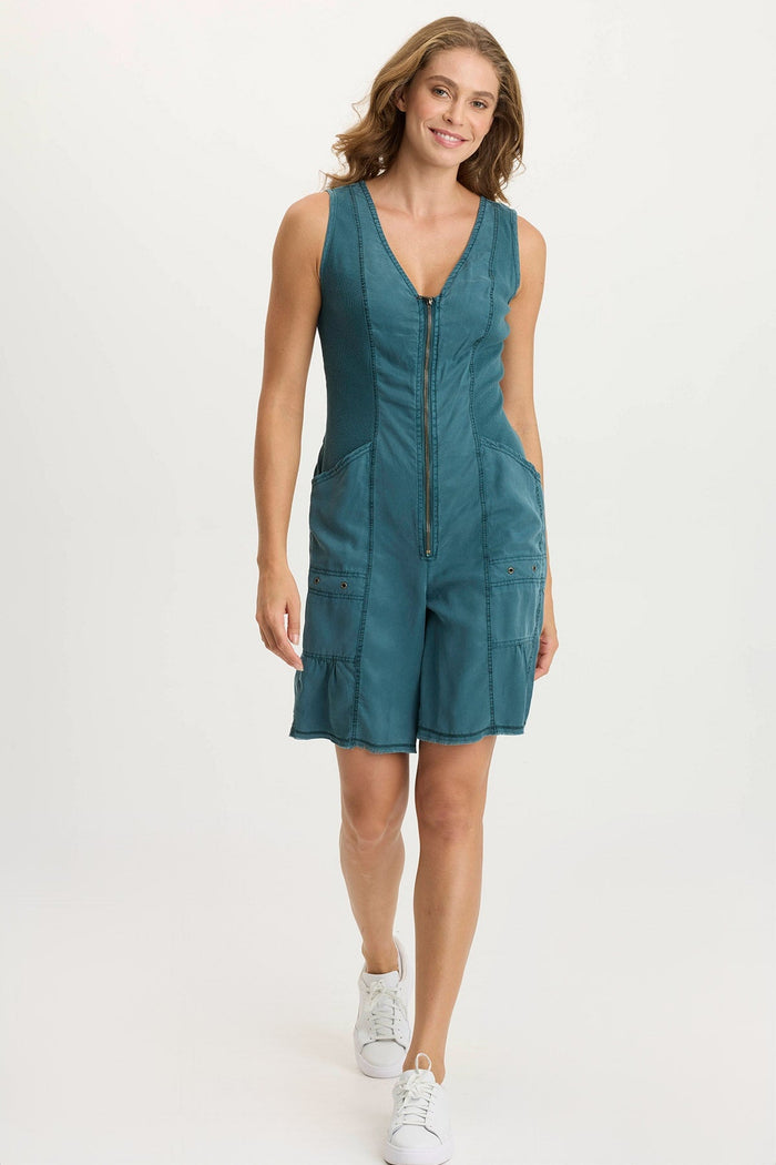 XCVI Montgomery Twill Zip-up Romper