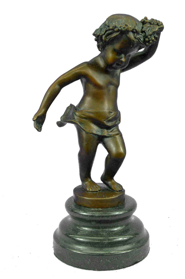 Moreau Nude Boy Children Bronze Marble Base Statue Sculpture Figurine Art Decor