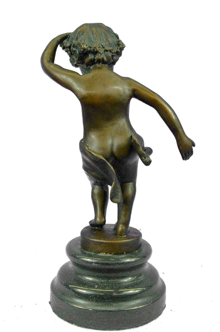 Moreau Nude Boy Children Bronze Marble Base Statue Sculpture Figurine Art Decor
