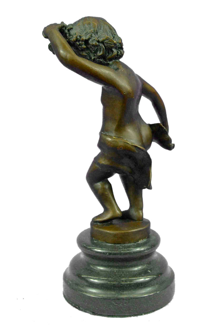 Moreau Nude Boy Children Bronze Marble Base Statue Sculpture Figurine Art Decor