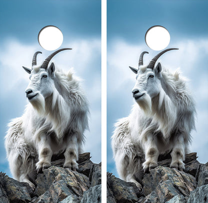 Mountain Goat on Mountain Cornhole Design
