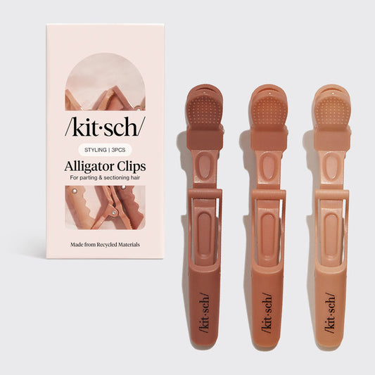 Kitsch Multicolor No-Slip Alligator Clips 3pc Set shown with packaging on a gray background.