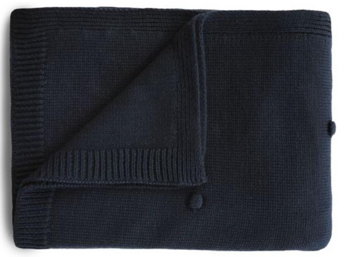 Mushie Knitted Baby Blanket | Organic Newborn Nursery Bedding | Material: 100% Organic Cotton | Breathable & Warm | Machine Washable (Textured Dots Dark...