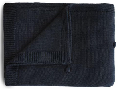 Mushie Knitted Baby Blanket | Organic Newborn Nursery Bedding | Material: 100% Organic Cotton | Breathable & Warm | Machine Washable (Textured Dots Dark...
