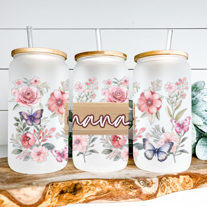 Nana Frosted Glass Tumbler Libby Soda Can