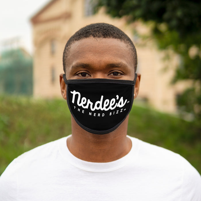 Nerdee's - Mixed-Fabric Face Mask - "The Nerd Bizz" Script Logo (Design 02) - Black